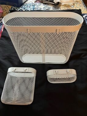 White Mesh Wall Basket Set - 3 Piece